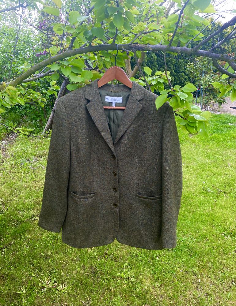 Marynarka/ jacket zielony/ khaki/ wełna L/40 XL/42 Michele Boyard