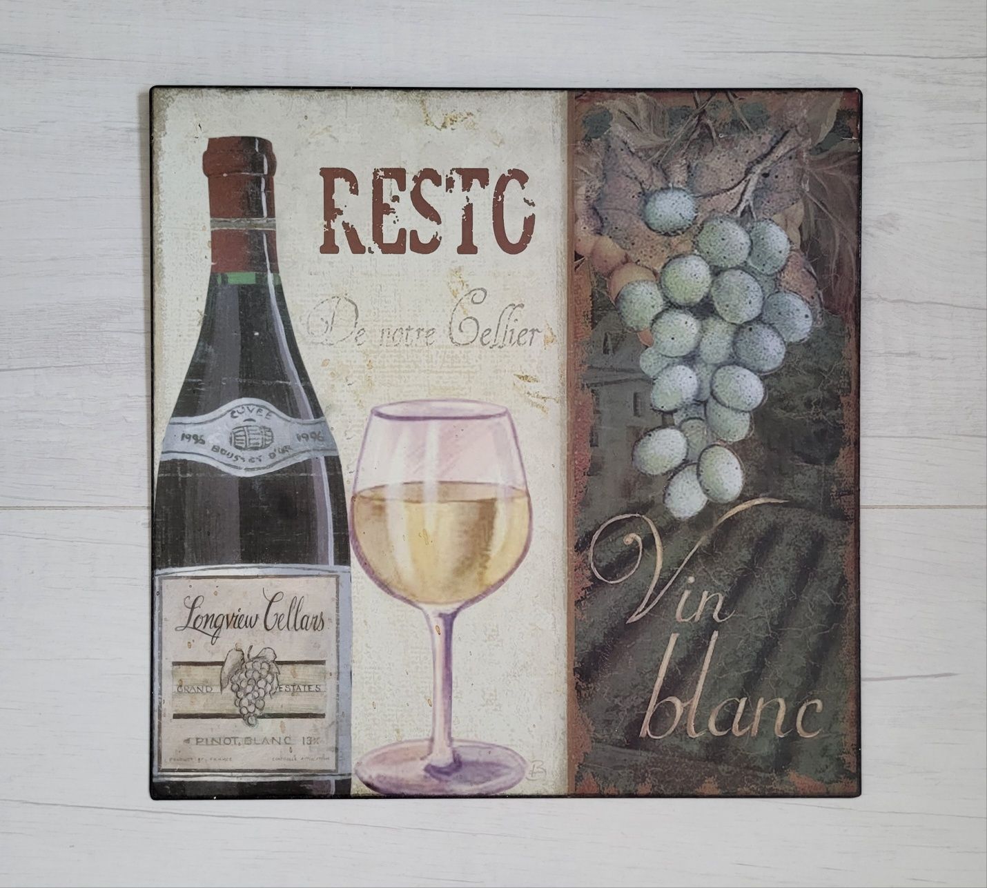 Obraz plakat tablica wino retro vintage metalowy restauracja kawiarnia