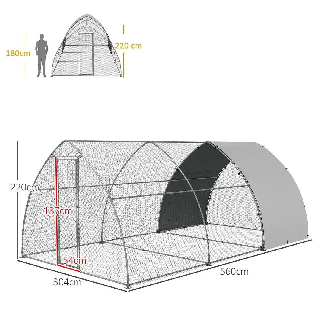 Galinheiro para Exterior 304x560x220 cm de Aço Galvanizado