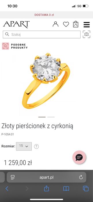 Złoty pierścionek Apart zaręczynowy z cyrkonią