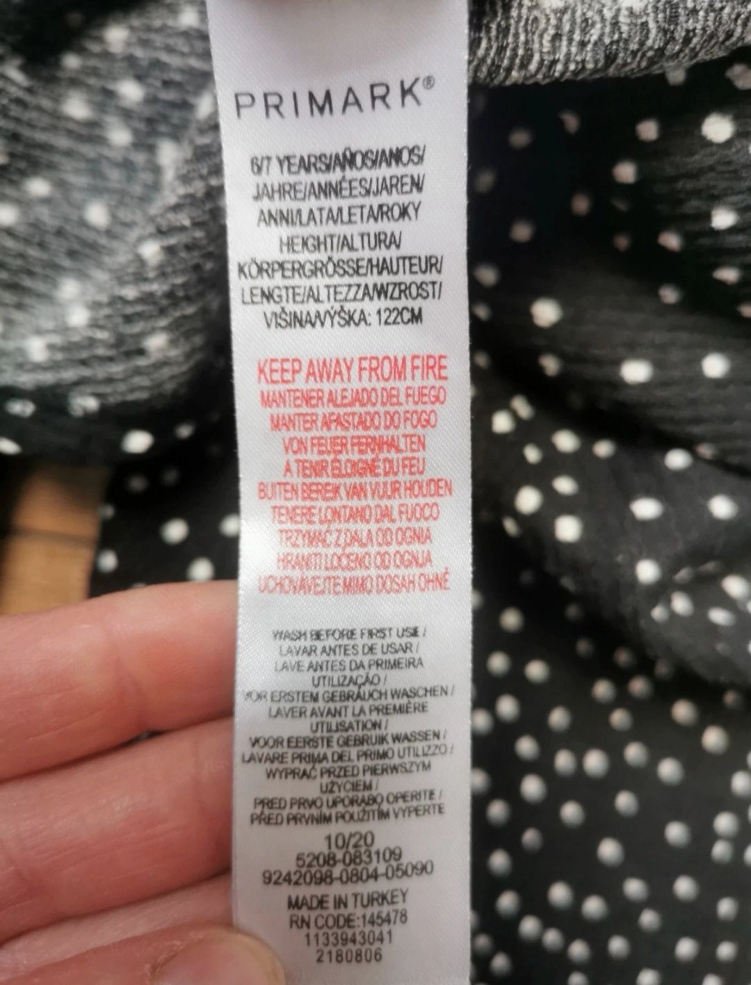 Kombinezon Primark 122 czarny w kropki