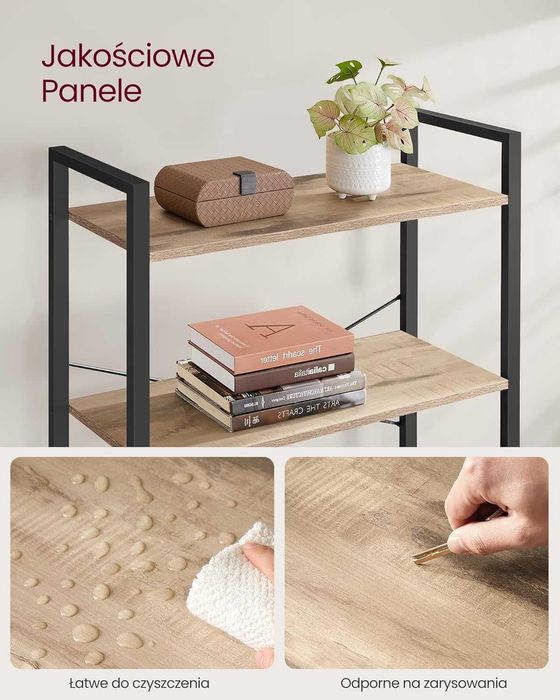 Nowy 6-poziomowy regał na książki ze stalową ramą. 30 x 80 x 186 cm