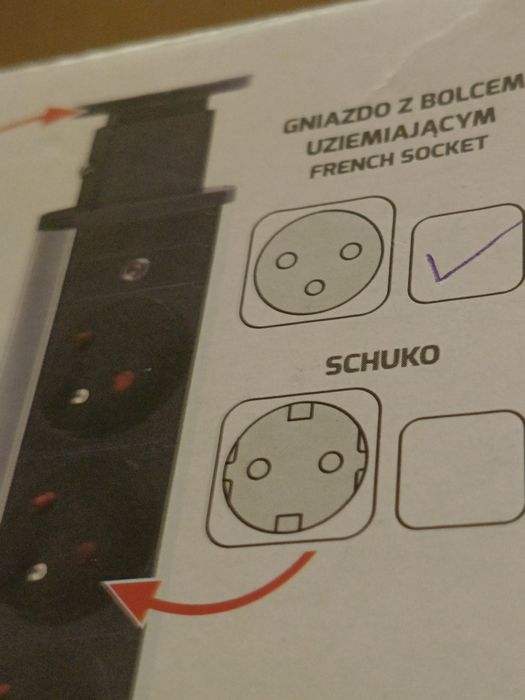 Przedłużacz wpuszczany w blat