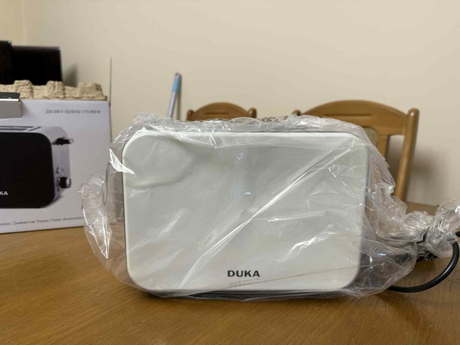 Toster na grzanki dwukomorowy biały stalowy DUKA