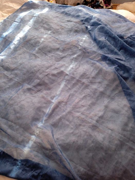 Штора тюль синяя полупрозрачная