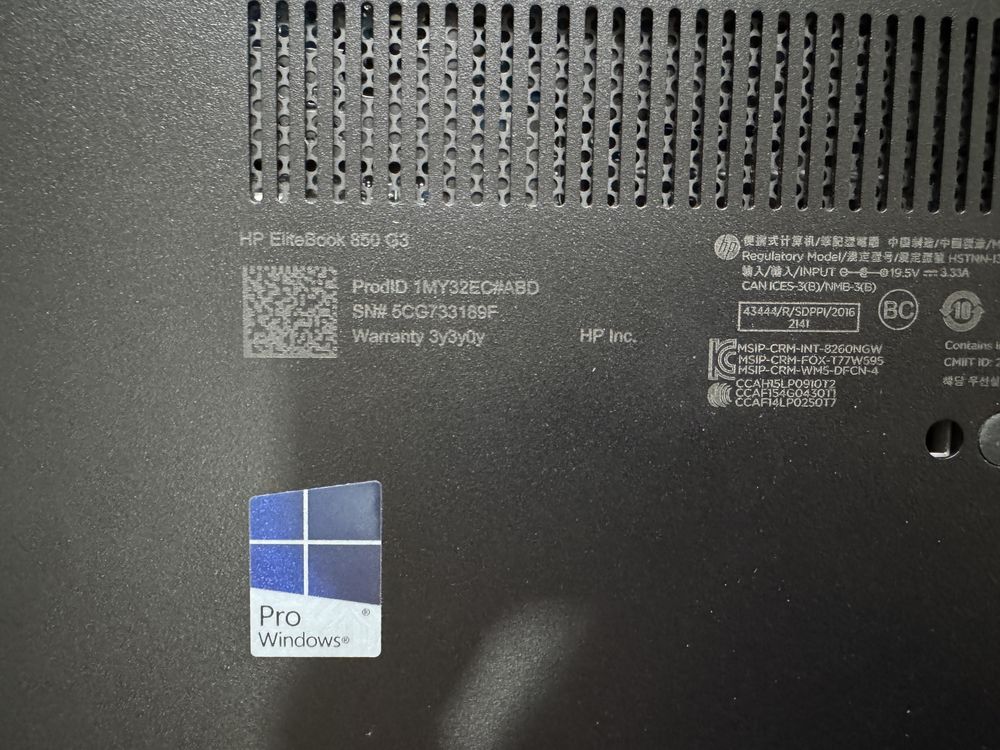 Portátil HP Elitebook 850 G3