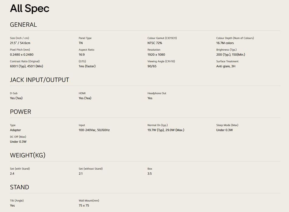 Monitor 22 Polegadas LG 22MK400H/MK(BK)430H