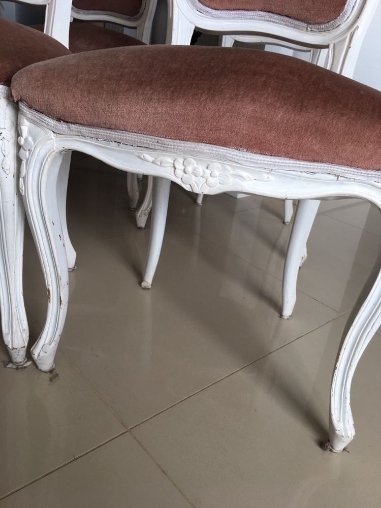 4 krzesła ludwiki orginalne białe antyk glamour