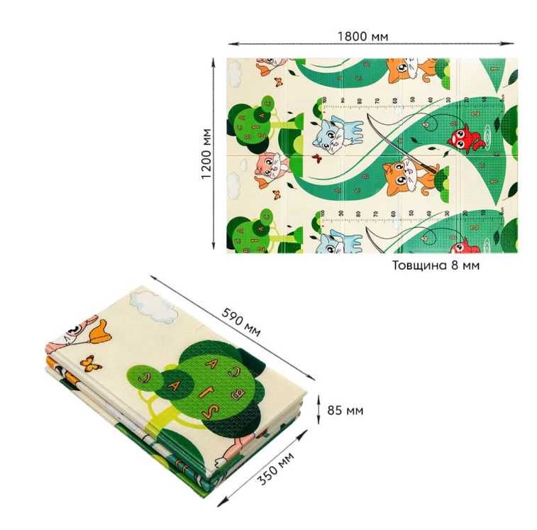 Коврики яркие игровые детский двухстороний принт термокилимки сумка