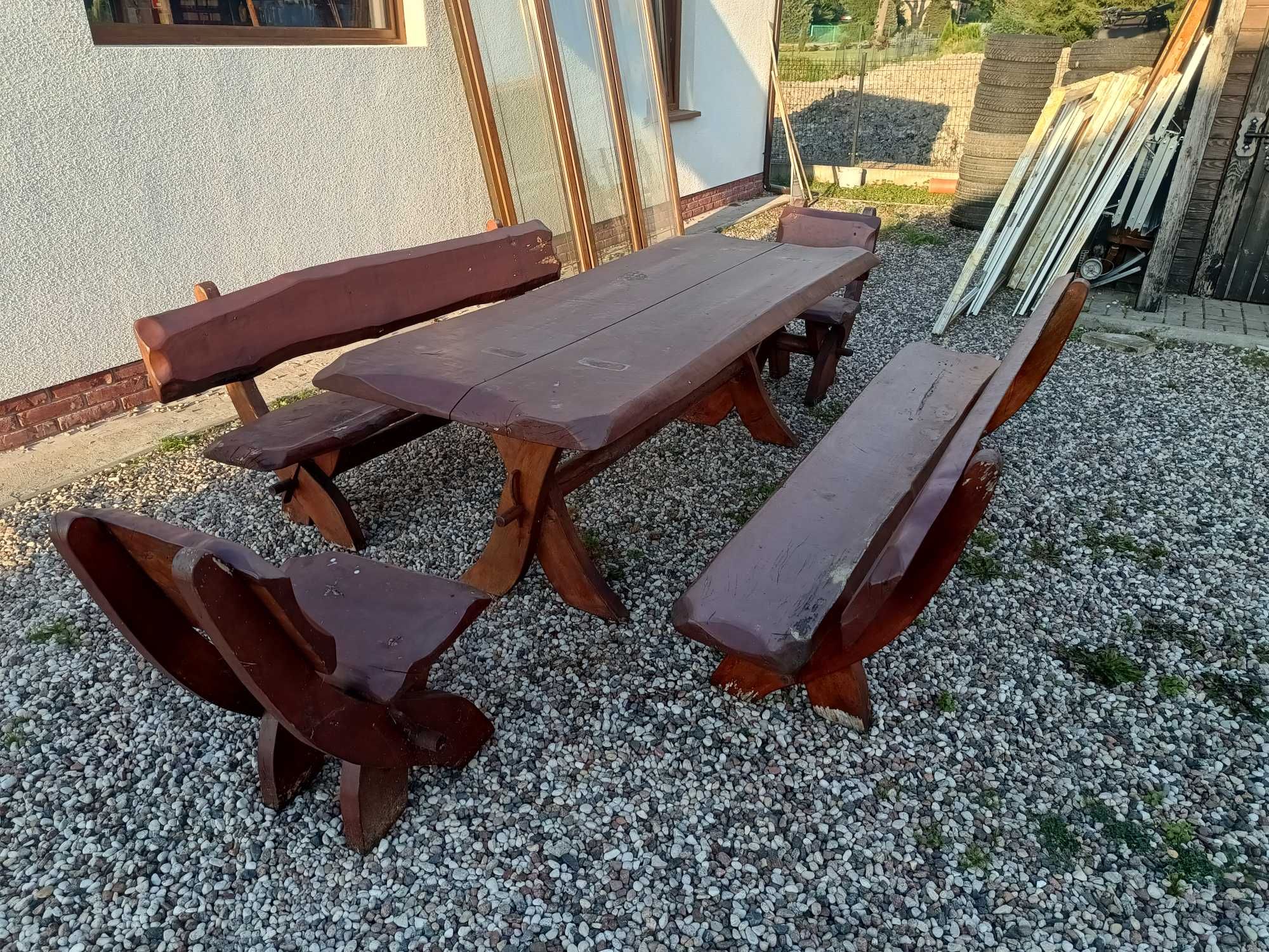 Meble ogrodowe dębowe - bardzo solidne .10-12 osób