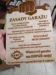 Tabliczka grawerowana drewniana Zasady Garażu z Twoim imieniem