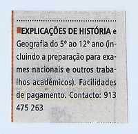 Explicações de História e Geografia/Exames/E. Superior