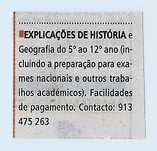 Explicações de História e Geografia/Exames/E. Superior