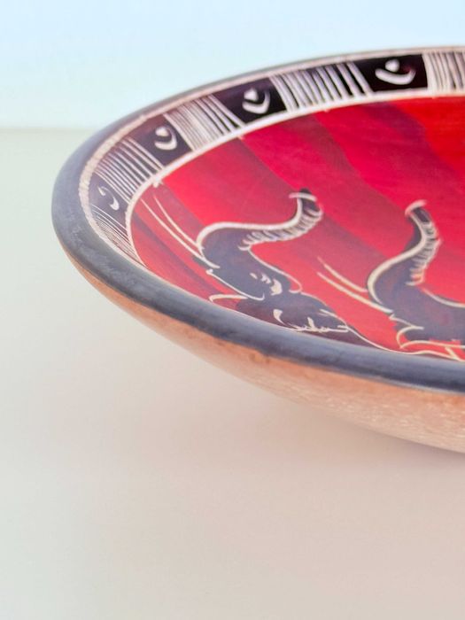 Nowa miska afrykańska Afryka słonie ręcznie robiona etniczna safari