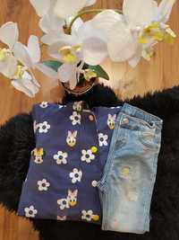 Cudny zestaw:) kurteczka Mickey Mouse jeansy z haftem roz 86/92