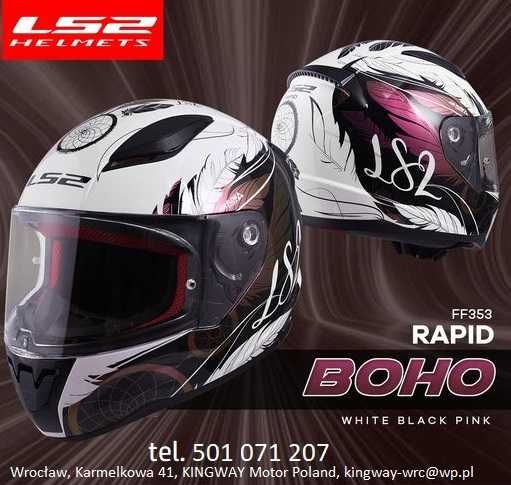 NOWY Kask LS2 FF353 Rapid Boho WHITE PINK XS (53-54cm) dla Kobiet