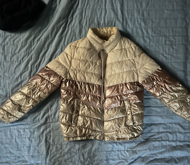 Детская куртка zara золотисто-розовая на девочку 11-12 лет