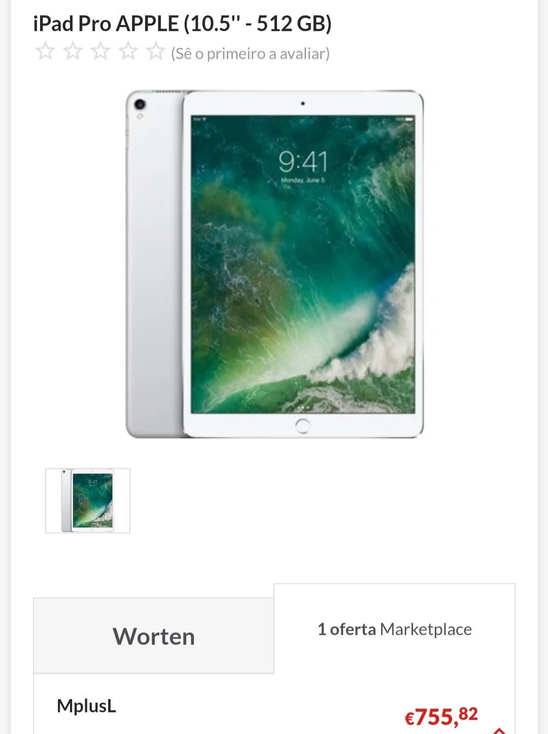 Promoção apenas 520€.   Apple iPad Pro 10.5' 256GB
