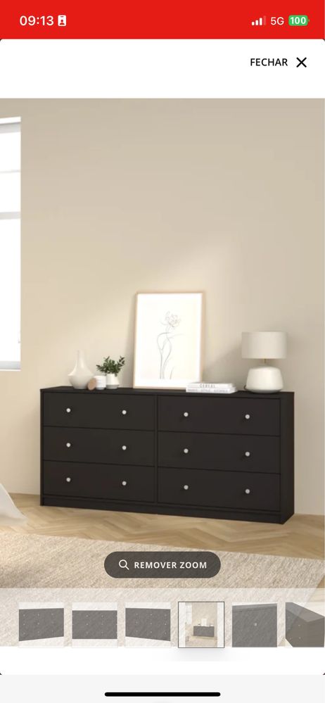 Cómoda Preta Dupla 143x68