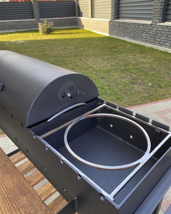 Мангал з кришкою для барбекю метал 5 мм на 13 шампурів на колесах