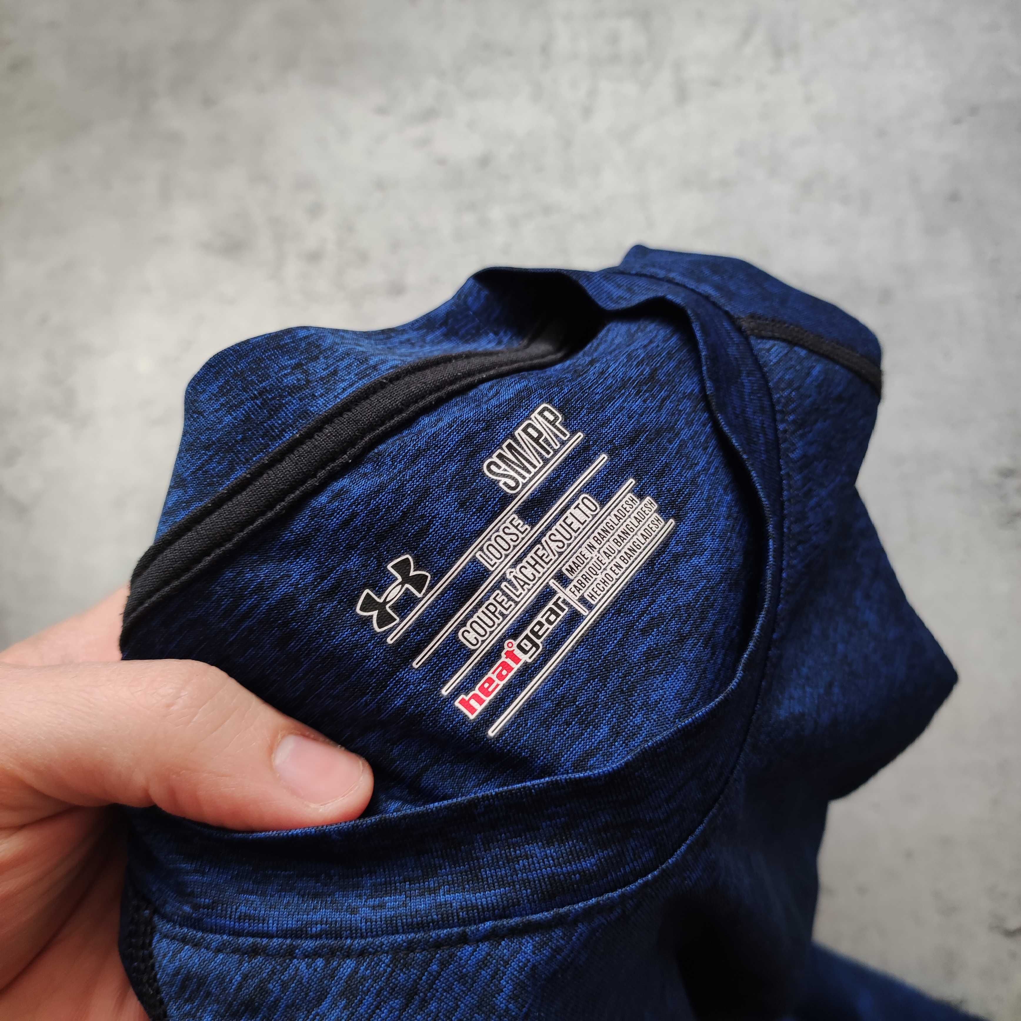 MĘSKA Koszulka Sportowa Granatowa PREMIUM Under Armour HeatGear Logo