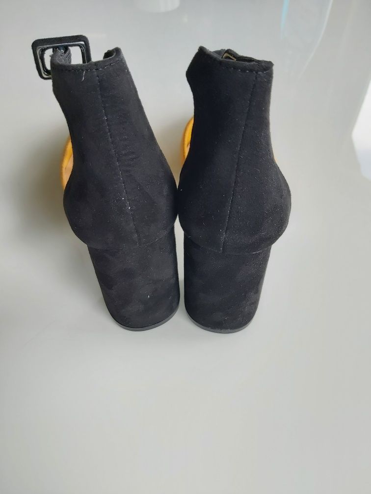 Buty czółenka słupek żółty czarny r 41 damskie