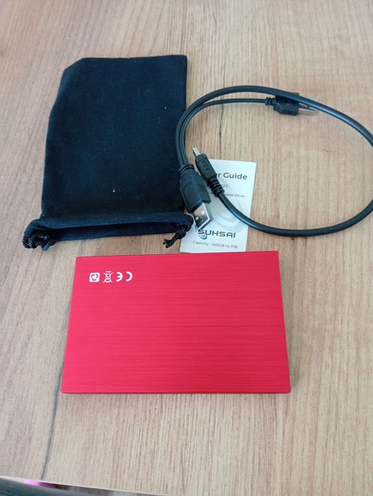 SUHSAI Dysk Zewnętrzny 120GB USB 2.0 Szybki Transfer Danych Czerwony