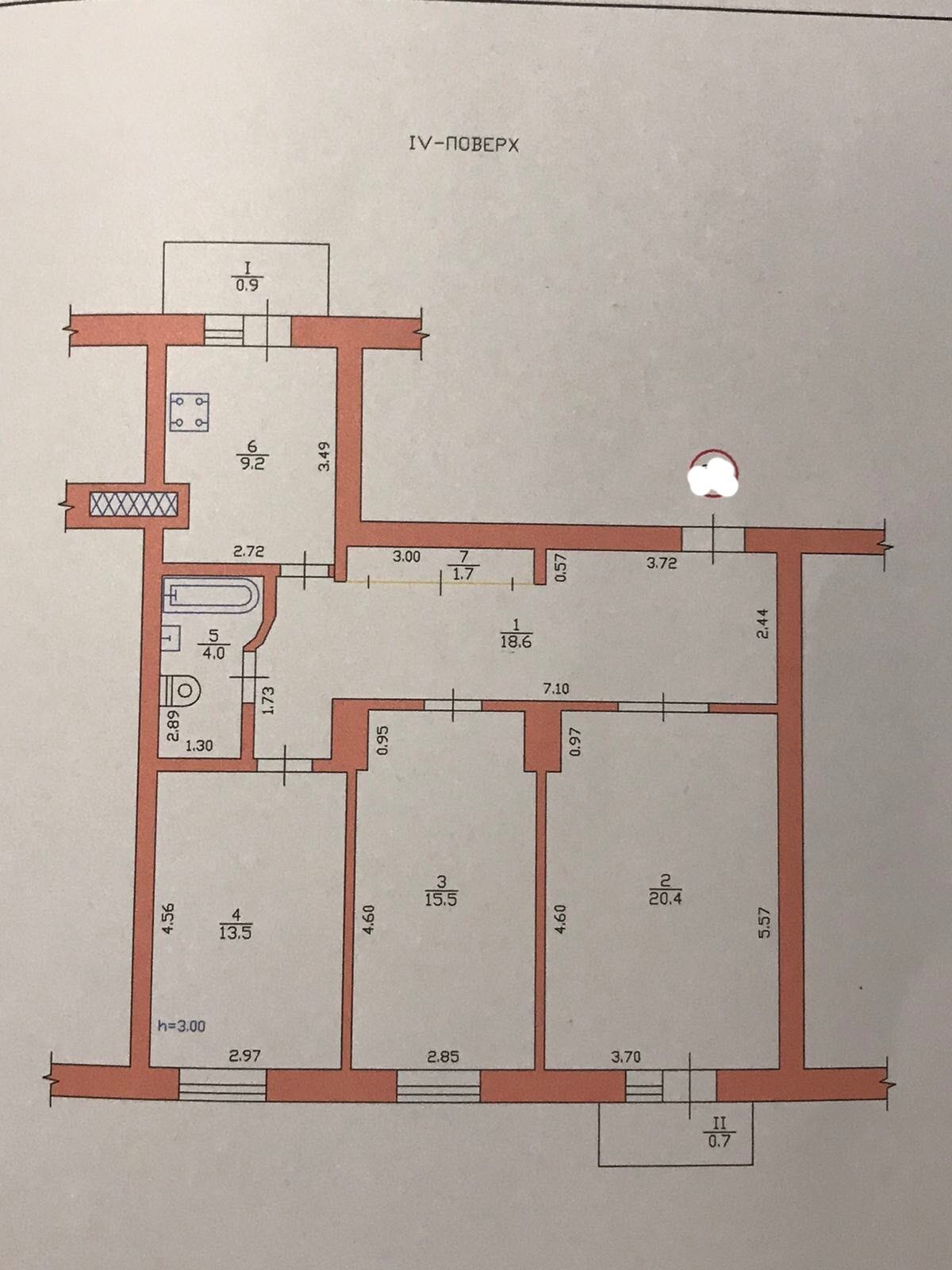 Продам трёхкомнатную сталинку в центре