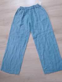 Spodnie lniane niebieskie  XL r.