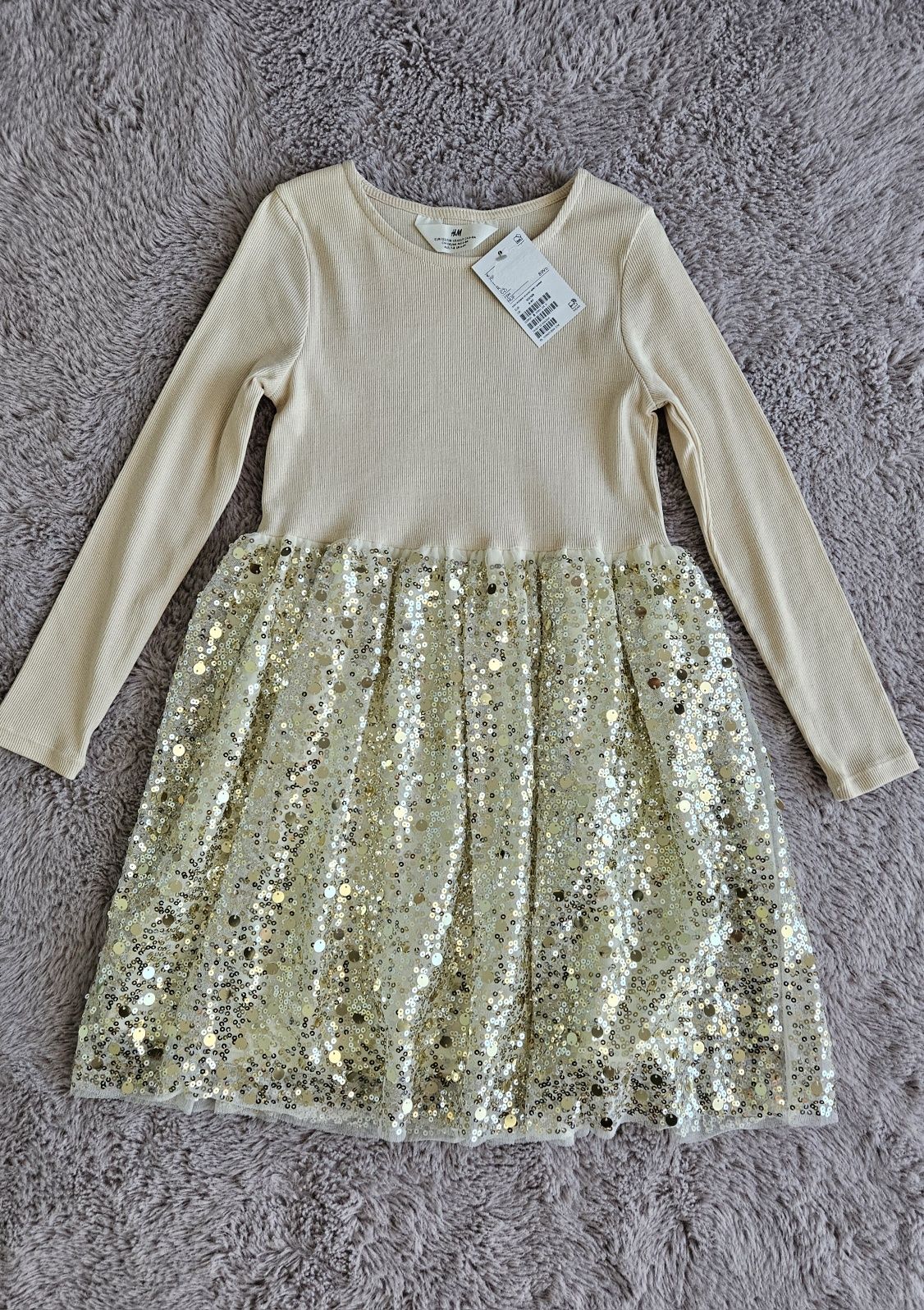 Piękna błyszcząca sukienka H&M 122/128