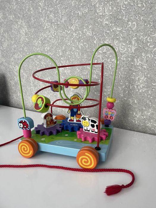 Дерев'яний лабіринт-каталка Viga Toys, машинка