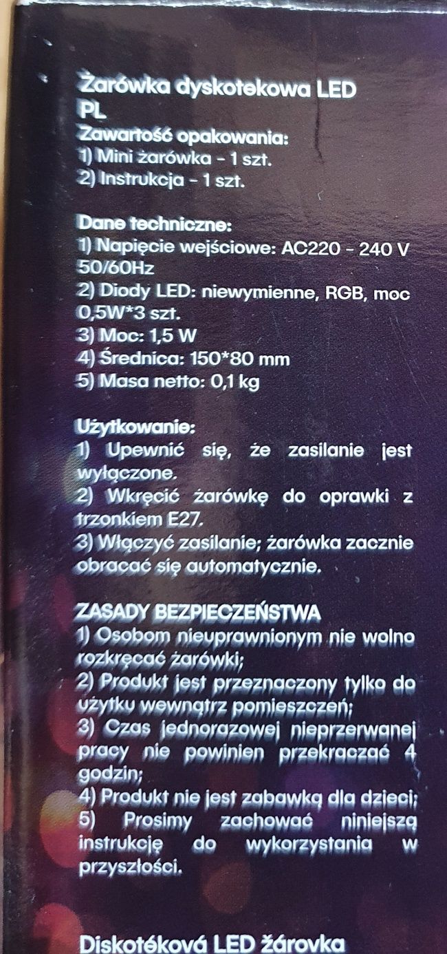 Żarówka dyskotekowa LED