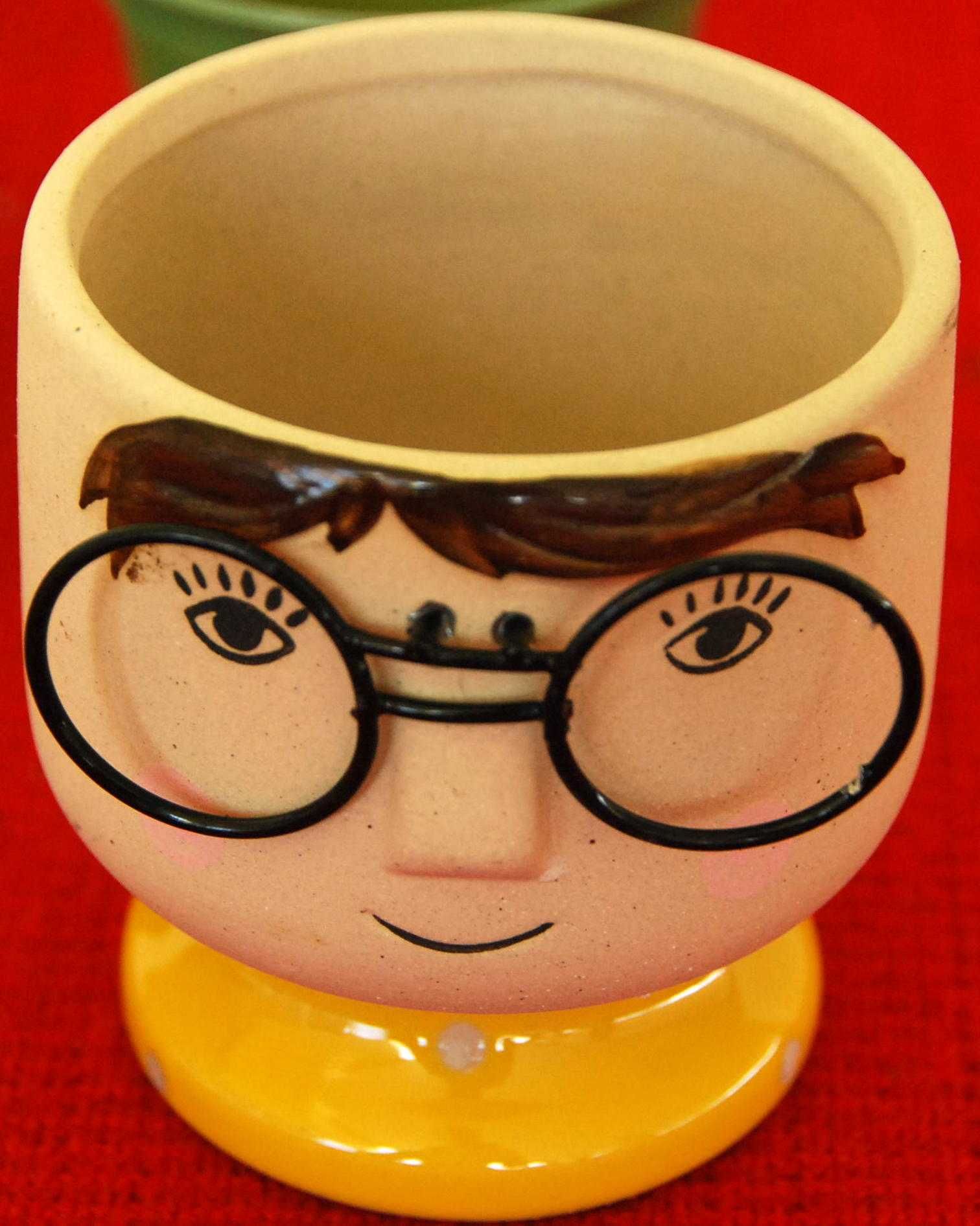 Zestaw doniczki ceramiczne osłonki twarze w okularach nowe