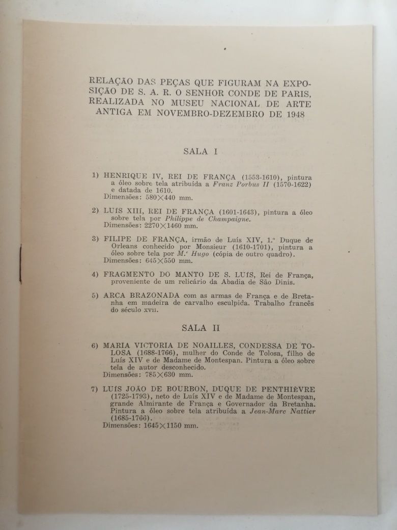 Catálogo Exp. Conde de Paris - MNAA