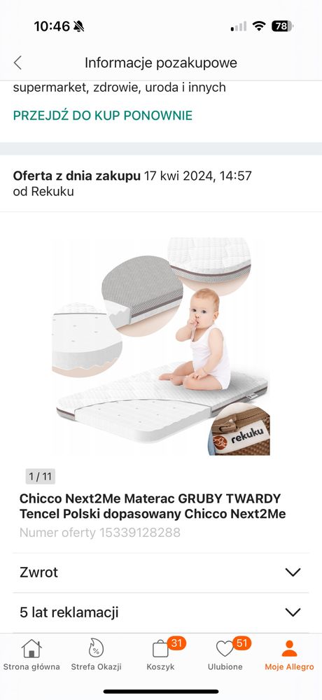 Chicco next2me essential z wymienionym materacykiem