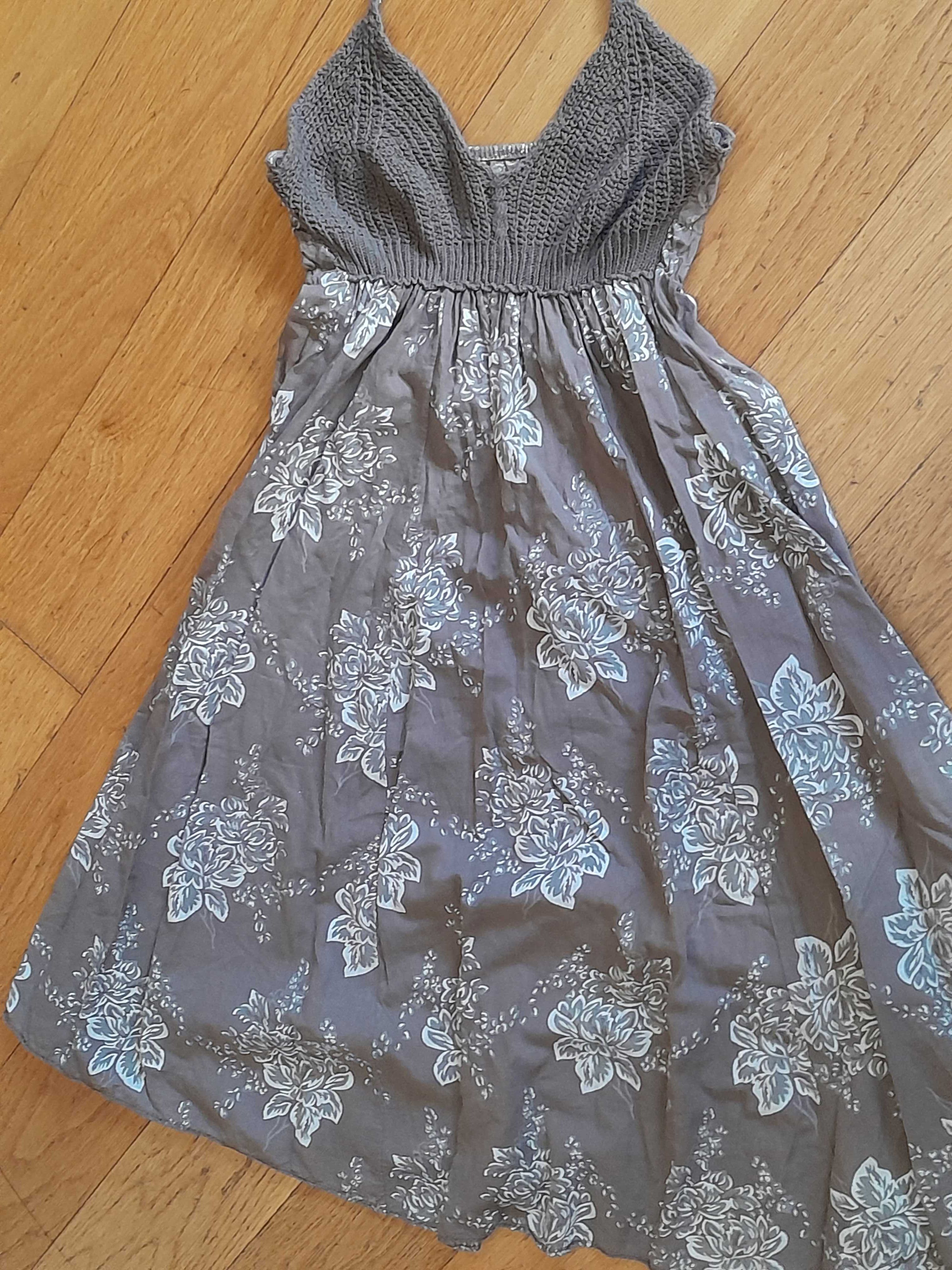 Vestido combinado croché e algodão, M