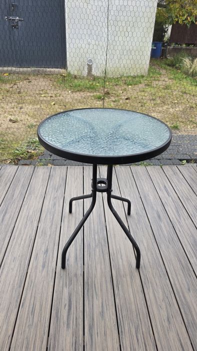 Stolik ogrodowy balkonowy kawowy szklany okrągły 60 cm
