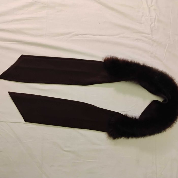 Płaszcz damski FILAND COLLECTION L – brązowy, z futerkowym kołnierzem