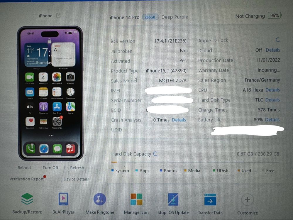 Iphone 14 Pro 256gb neverlock Deep Purple Global 750$