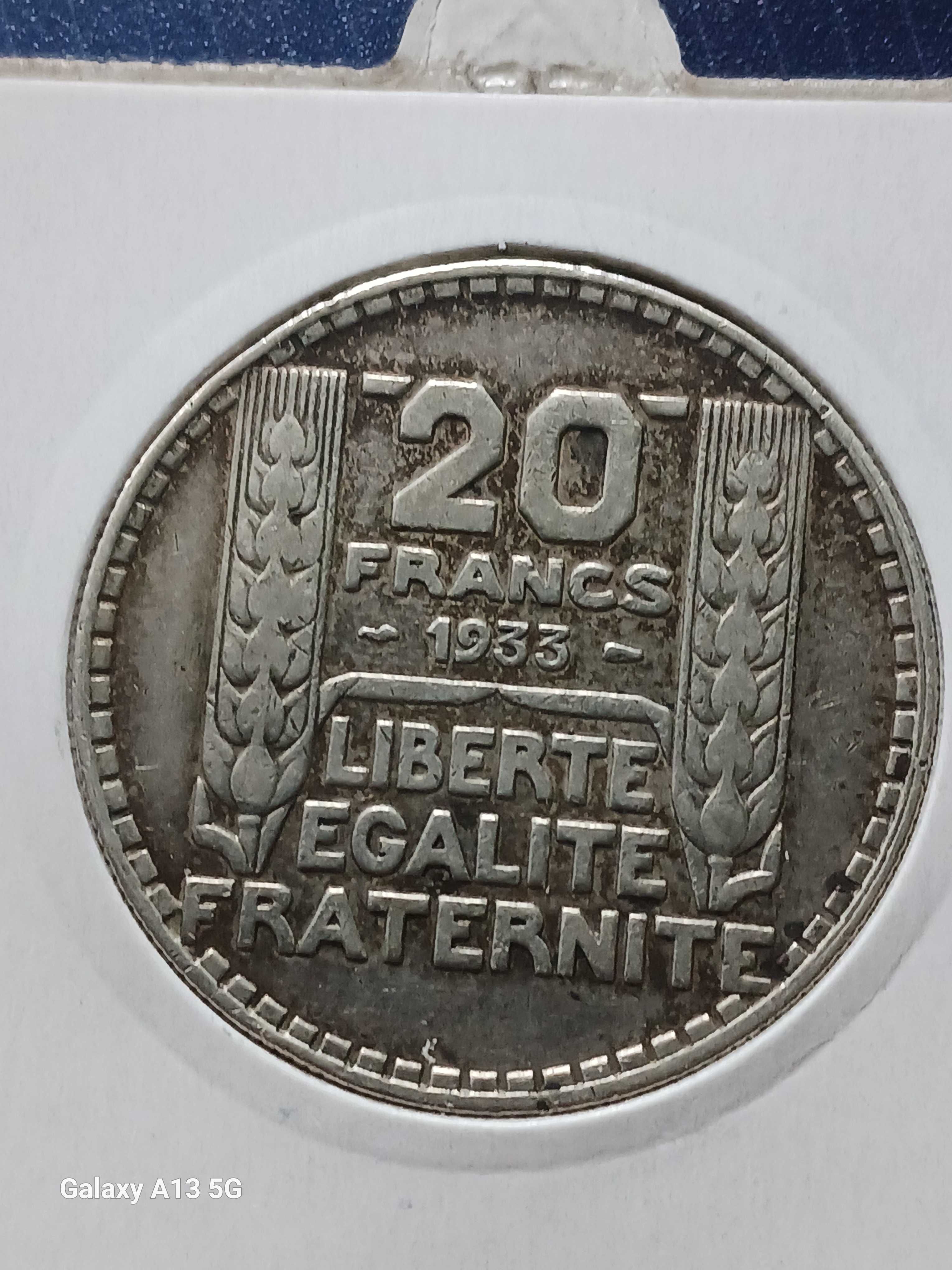 20 Franków - Francja 1933 r. - piękny stan -srebro