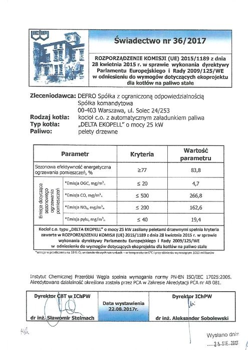 Kocioł piec Defro Delta Ekopell 25kw 5klasa Żnin