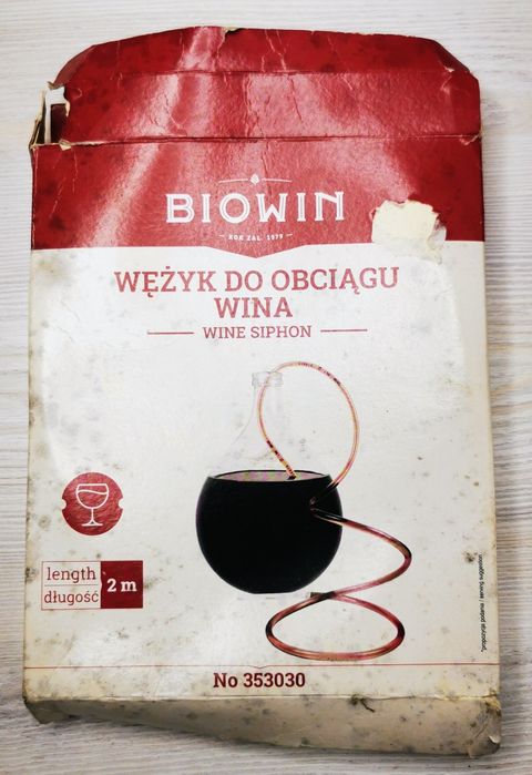 Wężyk do obciągu wina Biowin, 2m
