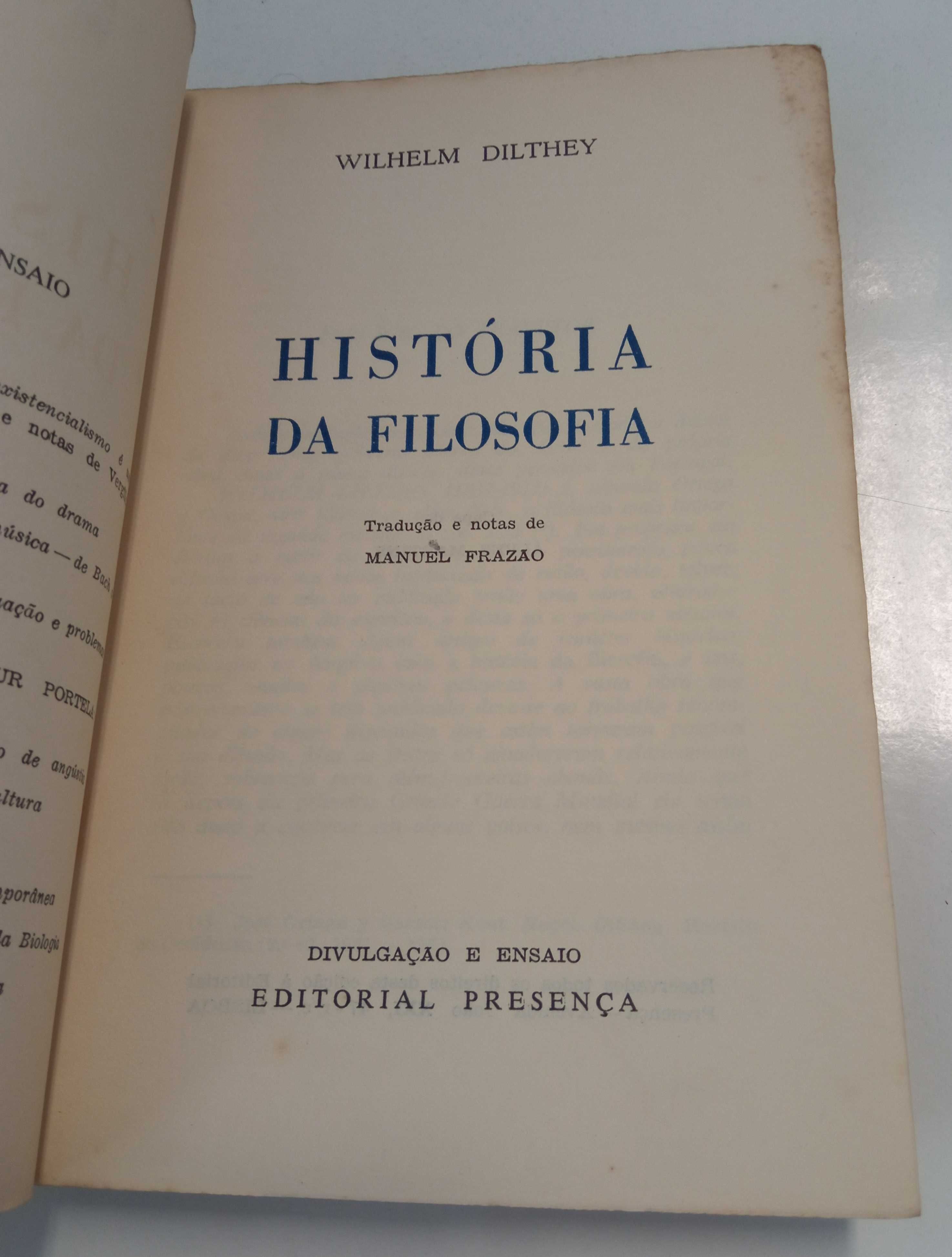 História da Filosofia, de Wilhelm Dilthey