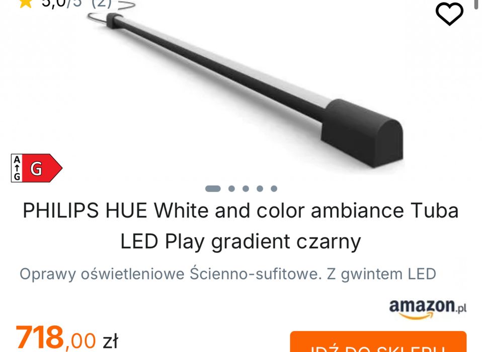 PHILIPS HUE White and color ambiance Tuba LED Play gradient czarny