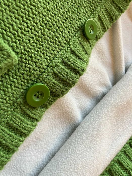 LUPILU ocieplany polarem zielony kardigan z kapturem 74/80 cm kurtka