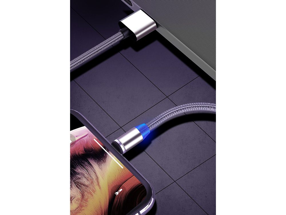 Kabel magnetyczny 3w1 micro typ-c usb do iphone 1m Złoty