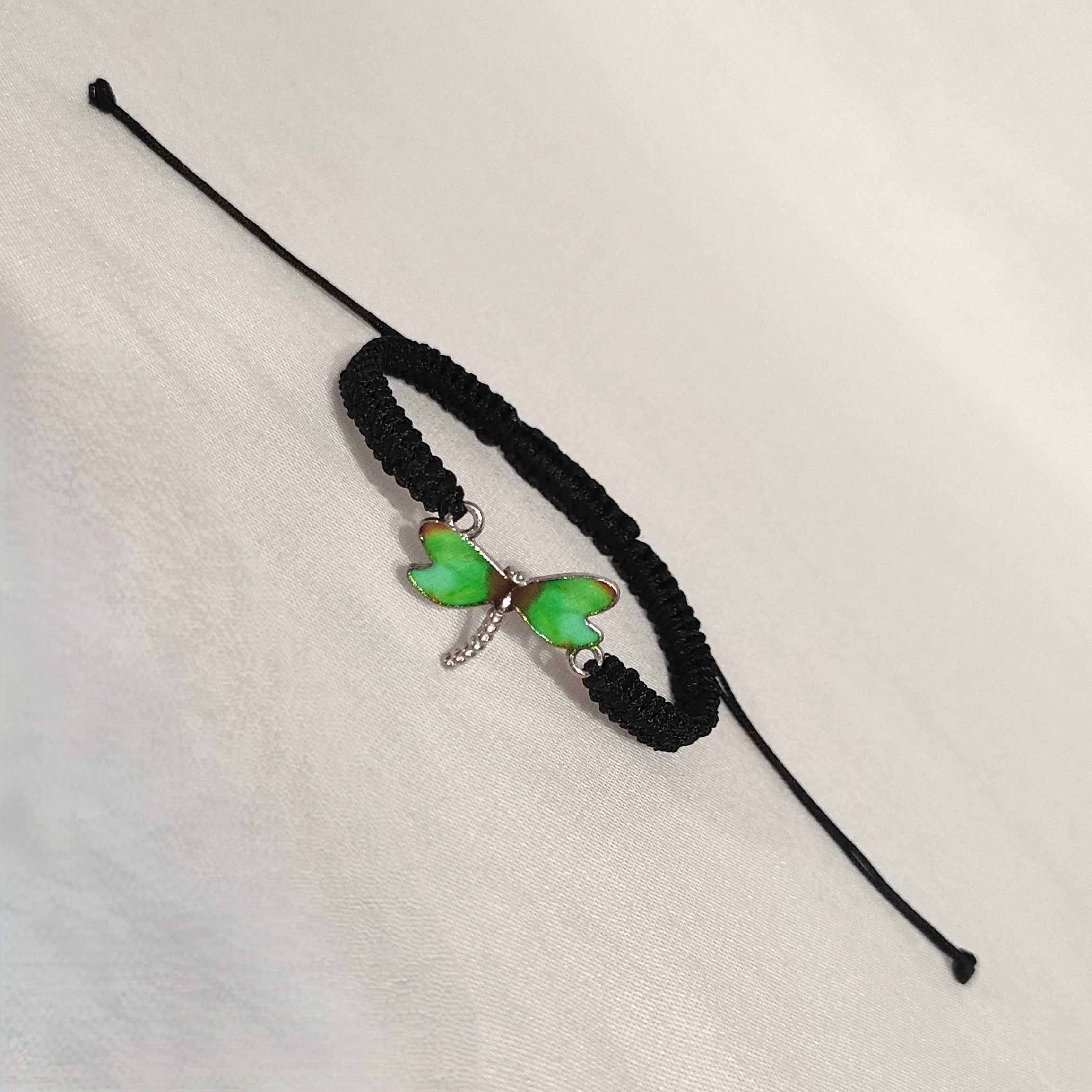 B433 Bransoletka Ważka makrama pleciona Handmade Rękodzieło