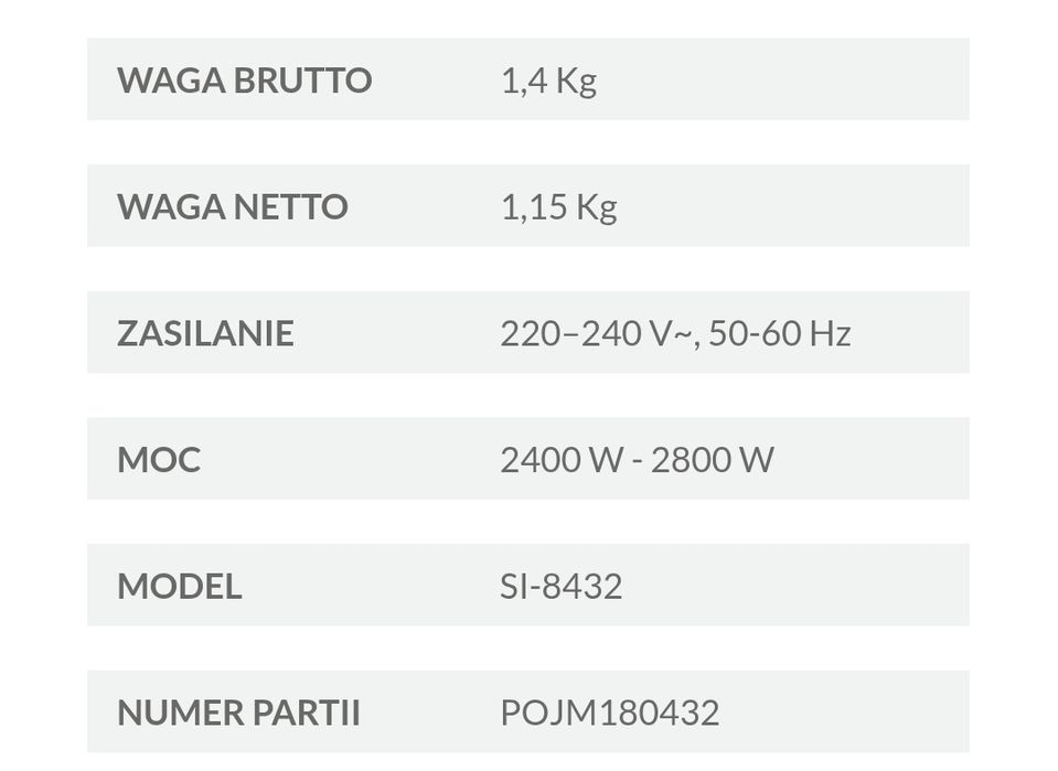 Żelazko parowe Hoffen