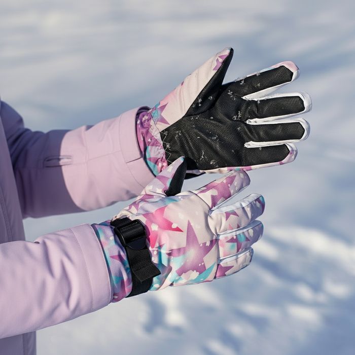 Rękawice narciarskie zimowe na narty rozmiar M dłoń 19 cm fioletowe