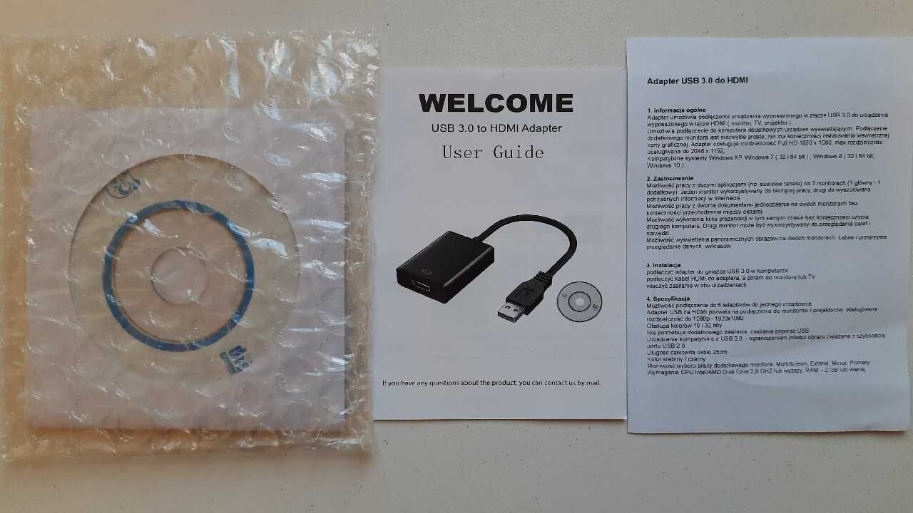 Adapter przejściówka USB 3.0 do HDMI